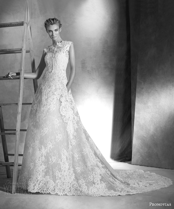 atelier pronovias haute couture bridal 2016 isabella sleeveless lace a line wedding dress lace jacket