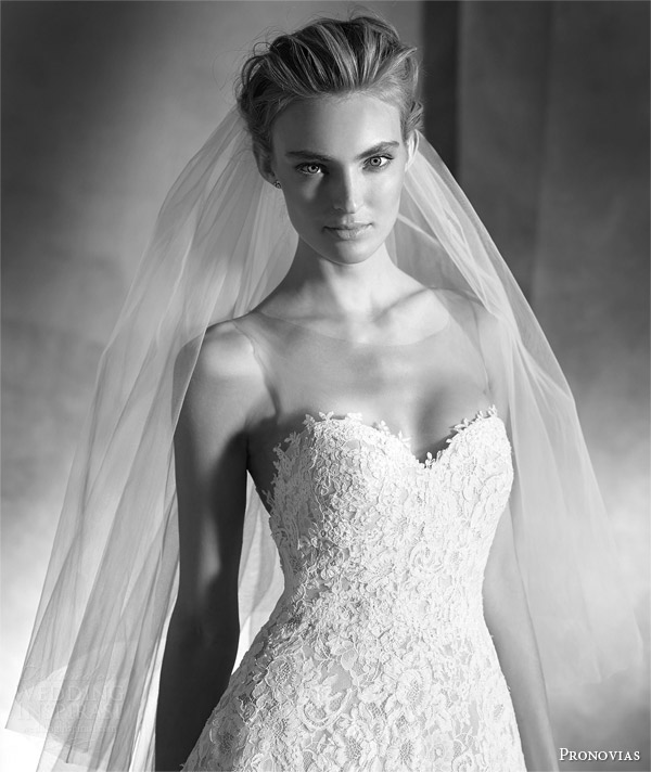 atelier pronovias haute couture bridal 2016 isabella sleeveless lace a line wedding illlusion neckline