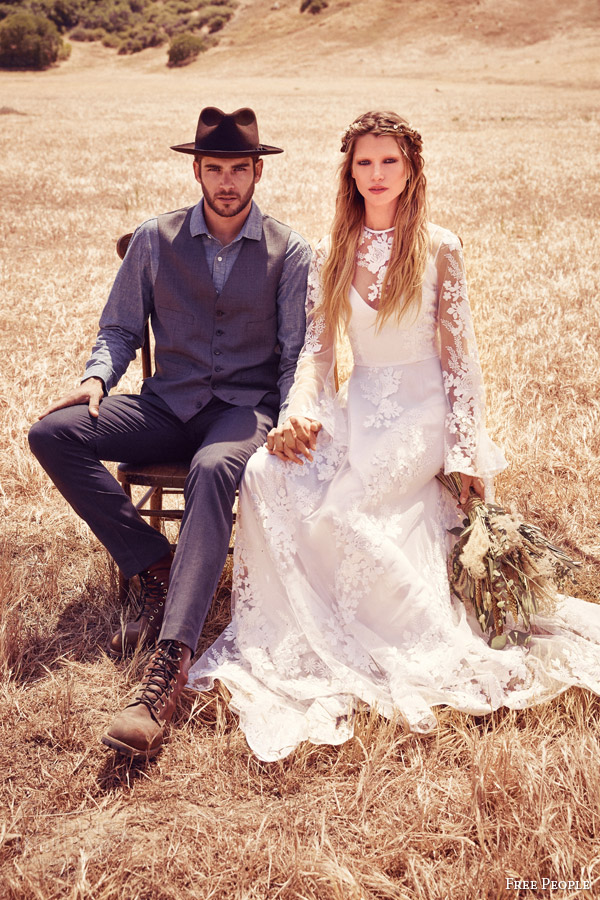 free people odylyne the ceremony lillian illusiong long sleeve wedding dress