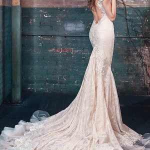 galia lahav spring 2016 bridal dresses off the shoulder low scoop neckline embroidered beaded vintage mermaid wedding dress blossom back view