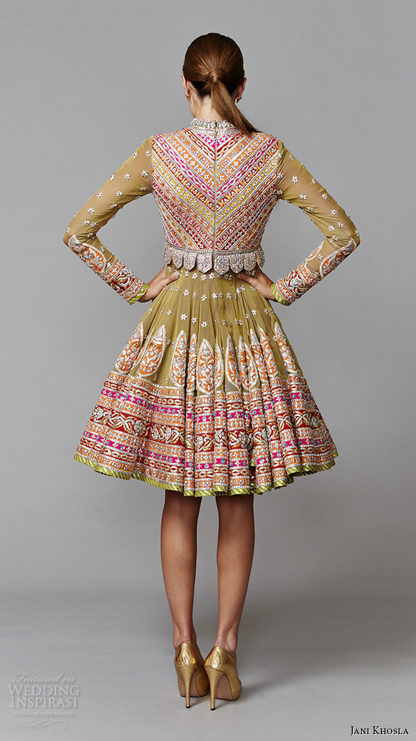 jani khosla 2015 bridal evening dress long sleeves green indian emrbroidery short dress mahi bali back jani khosla 2015 bridal evening dress long sleeves green indian emrbroidery short dress mahi bali back