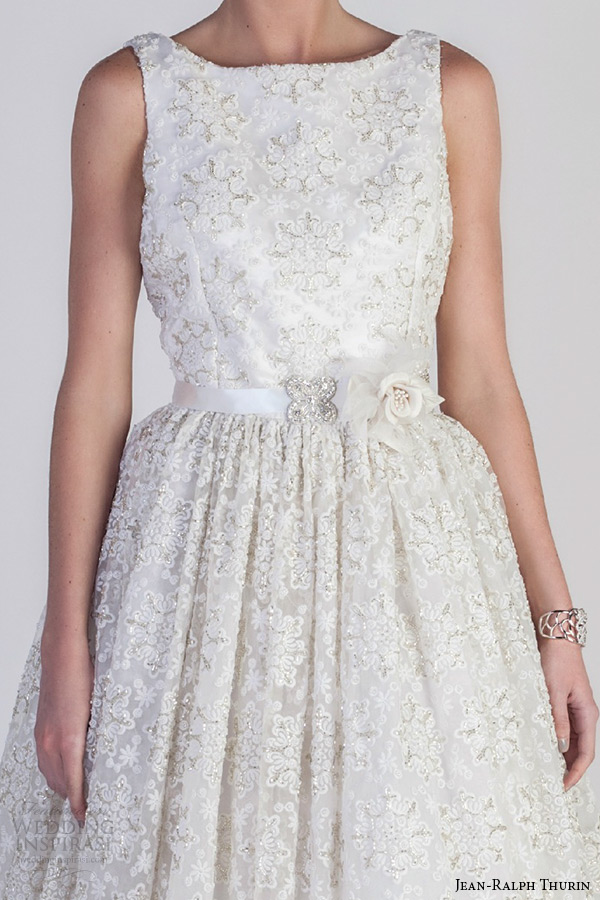 jean ralph thurin spring 2016 bridal boat neckline sleeveless jewel beaded ribbon a line wedding dress tatiana romanova closeup jean ralph thurin spring 2016 bridal boat neckline sleeveless jewel beaded ribbon a line wedding dress tatiana romanova closeup