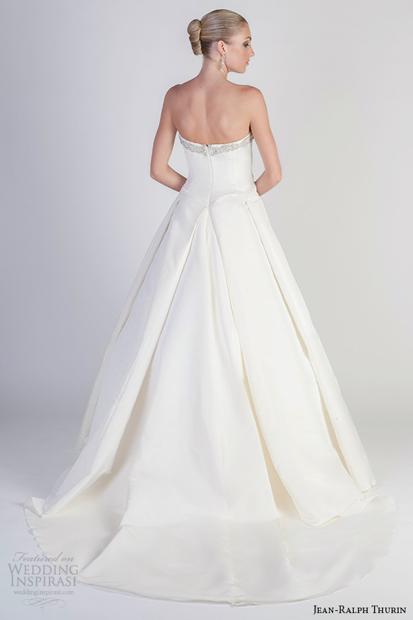 jean ralph thurin spring 2016 bridal strapless straight across neckline a line wedding dress melina havelock back