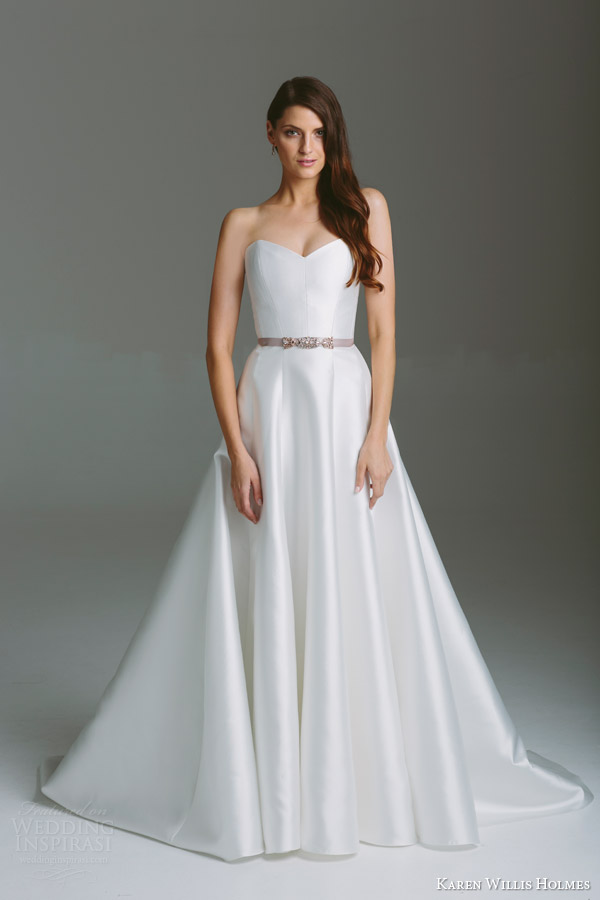 karen willis holmes bridal 2015 bespoke kitty strapless sweetheart wedding dress panel skirt