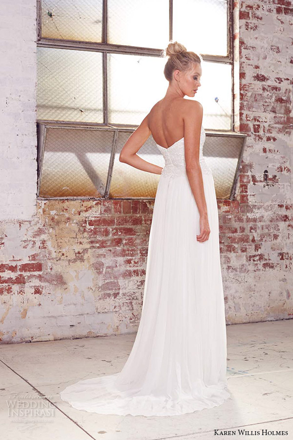 kwh by karen willis holmes 2015 bridal strapless sweetheart neckline beaded bodice sheath wedding dress iris back view