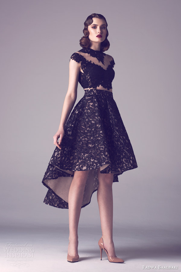 little black dress by fadwa baalbaki spring 20145 couture collection lace dress asymmetric hem