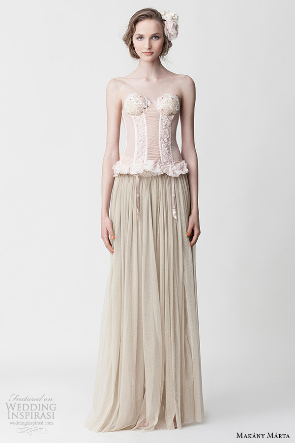 makany marta midsummer night dream bridal ready to wear collection pastel pink corset bodice pastel green column skirt