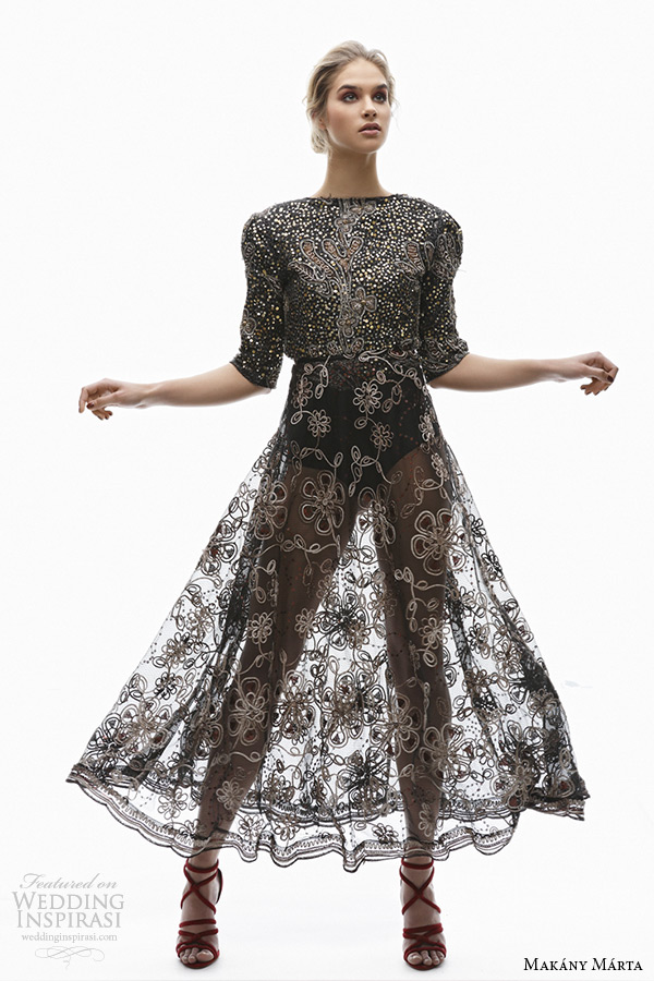 makany marta midsummer night dream wedding dress ready to wear collection three quarter sleeves beaded black dress