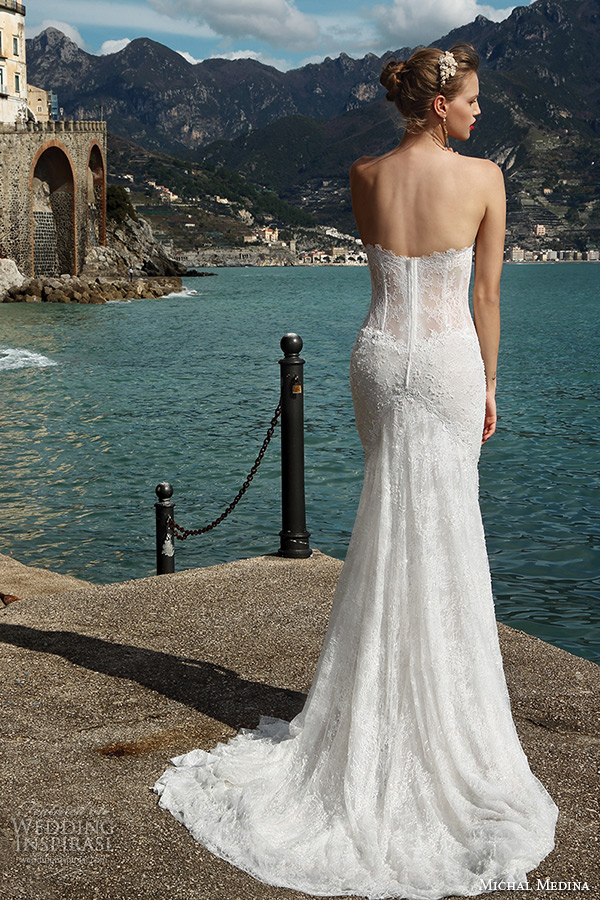 michal medina spring 2016 bridal strapless sweetheart neckline fit to flare mermaid wedding dress marsha back