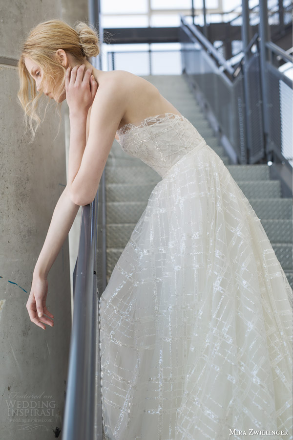 mira zwilinger 2016 bridal stardust valentina strapless wedding dress sequin tulle over silk organza gown close up mira zwilinger 2016 bridal stardust valentina strapless wedding dress sequin tulle over silk organza gown close up