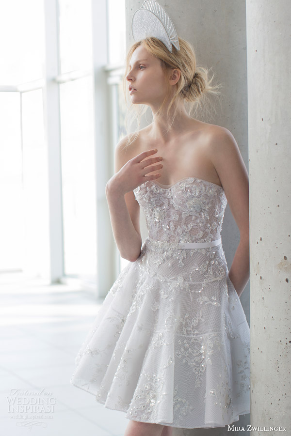 mira zwilinger bridal 2016 stardust alissia strapless sweetheart short wedding dress floral appliques close up view bodice mira zwilinger bridal 2016 stardust alissia strapless sweetheart short wedding dress floral appliques close up view bodice
