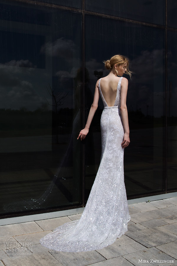 mira zwilinger bridal 2016 stardust elle sequin lace v neck sleevelesss wedding dress back view train mira zwilinger bridal 2016 stardust elle sequin lace v neck sleevelesss wedding dress back view train