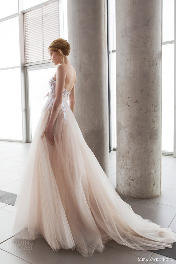 mira zwilinger bridal 2016 stardust fiona strapless blush layered tulle wedding dress white hand embroidered guipure flowers organza bow belt mira zwilinger bridal 2016 stardust fiona strapless blush layered tulle wedding dress white hand embroidered guipure flowers organza bow belt