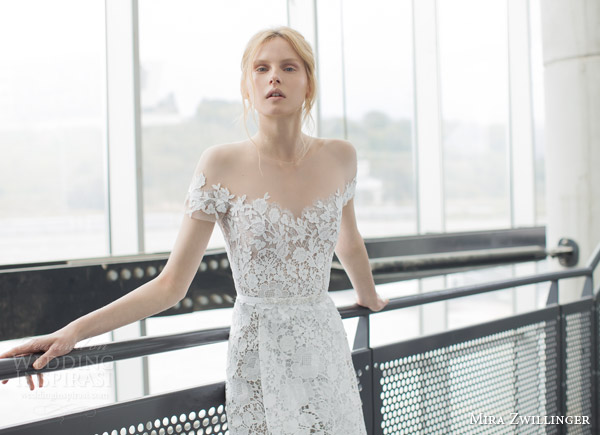 mira zwilinger bridal 2016 stardust ida Guipure lace wedding dress illusion neckline short sleeve silver net overskirt bodice mira zwilinger bridal 2016 stardust ida Guipure lace wedding dress illusion neckline short sleeve silver net overskirt bodice