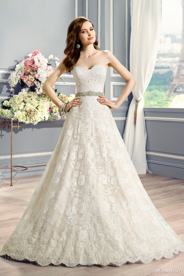 moonlight couture bridal fall 2016 h1283 straples full a line alencon lace wedding dress