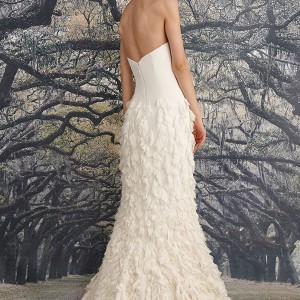 nicole miller spring 2016 bridal strapless sweetheart neckline leaf applique fit to flare mermaid wedding dress tessa back