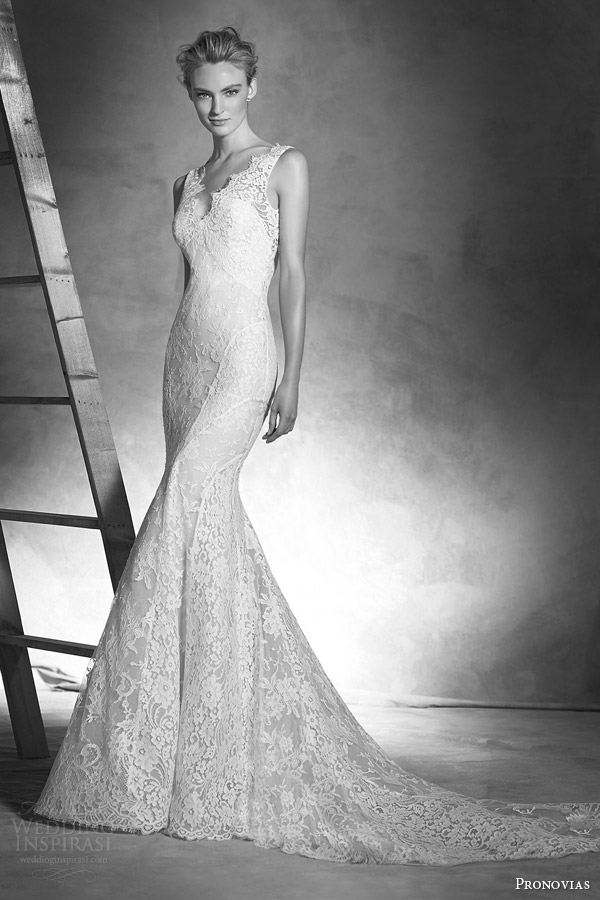 pronovias 2016 atelier haute couture ingrid sleeveless lace mermaid wedding dress v neckline