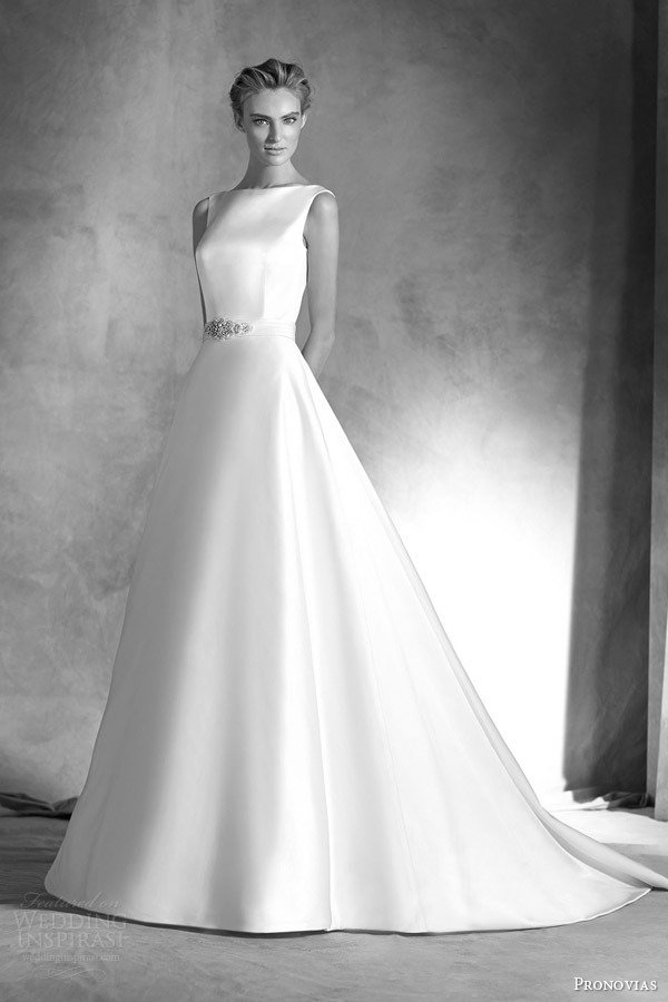 pronovias atelier haute couture 2016 ianira sleeveless a line satin wedding dress bateau neckline