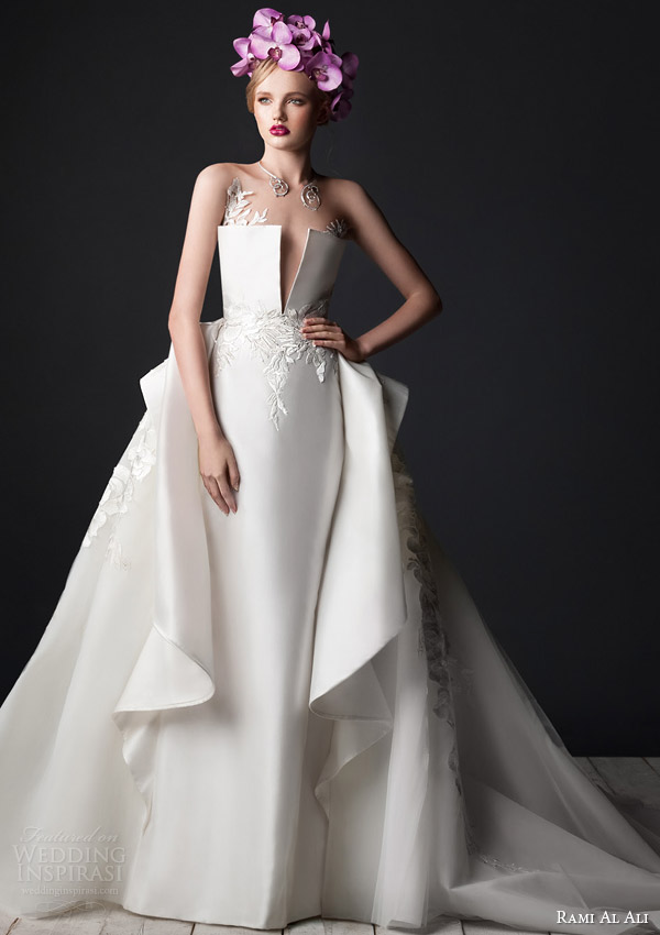rami al ali bridal 2015 wedding dress split crumb catcher neckline side drape