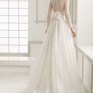 rosa clara 2016 bridal collection  bateau neckline illusion long sleeves a line wedding dress deba back