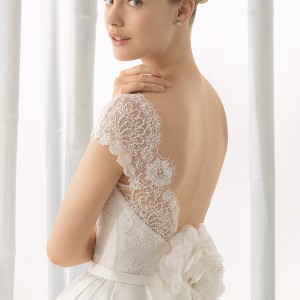 rosa clara 2016 bridal collection bateau neckline short sleeves wedding ball gown dress low cut back daroca