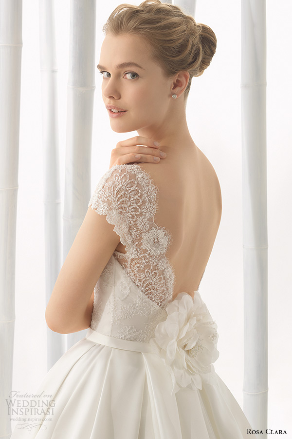 rosa clara 2016 bridal collection bateau neckline short sleeves wedding ball gown dress low cut back daroca