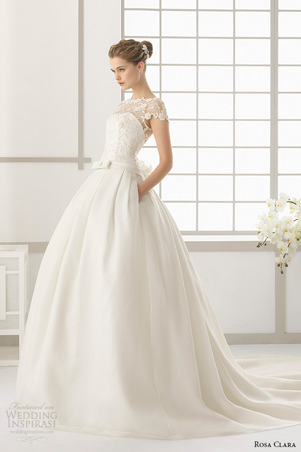 rosa clara 2016 bridal collection bateau neckline short sleeves wedding ball gown with pockets dallas