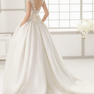 rosa clara 2016 bridal collection bateau neckline short sleeves wedding ball gown with pockets v cut low back full dallas