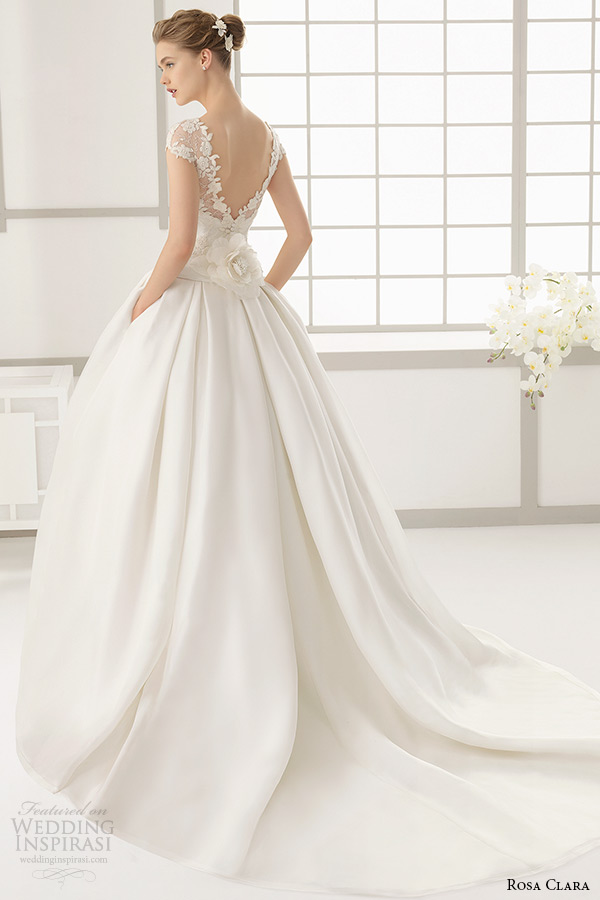 rosa clara 2016 bridal collection bateau neckline short sleeves wedding ball gown with pockets v cut low back full dallas