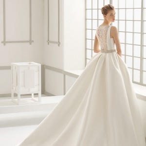 rosa clara 2016 bridal collection  bateau neckline sleeveless clean wedding ball gown dress lace back delfos back