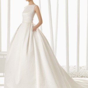 rosa clara 2016 bridal collection bateau neckline sleeveless white wedding ball gown dress with pockets destino