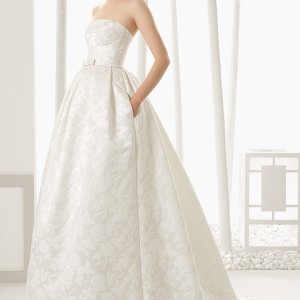 rosa clara 2016 bridal collection strapless straigh across white wedding ball gown dress with pockets detalle