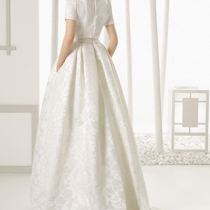 rosa clara 2016 bridal collection strapless straigh across white wedding ball gown dress with pockets detalle with jacket back view