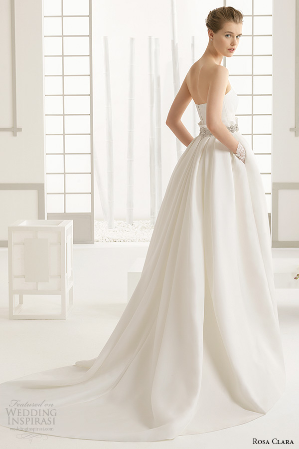 rosa clara 2016 bridal collection strapless straight across neckline white wedding ball gown with pockets dakar back