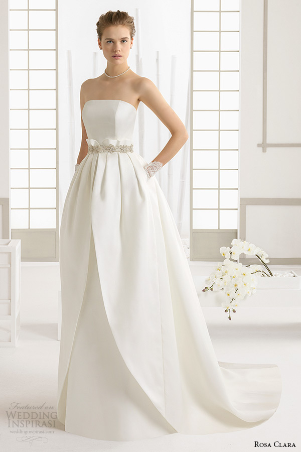 rosa clara 2016 bridal collection strapless straight across neckline white wedding ball gown with pockets dakar