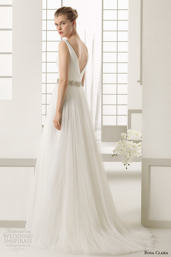 rosa clara 2016 bridal collection v neckline a line weding dress danes back