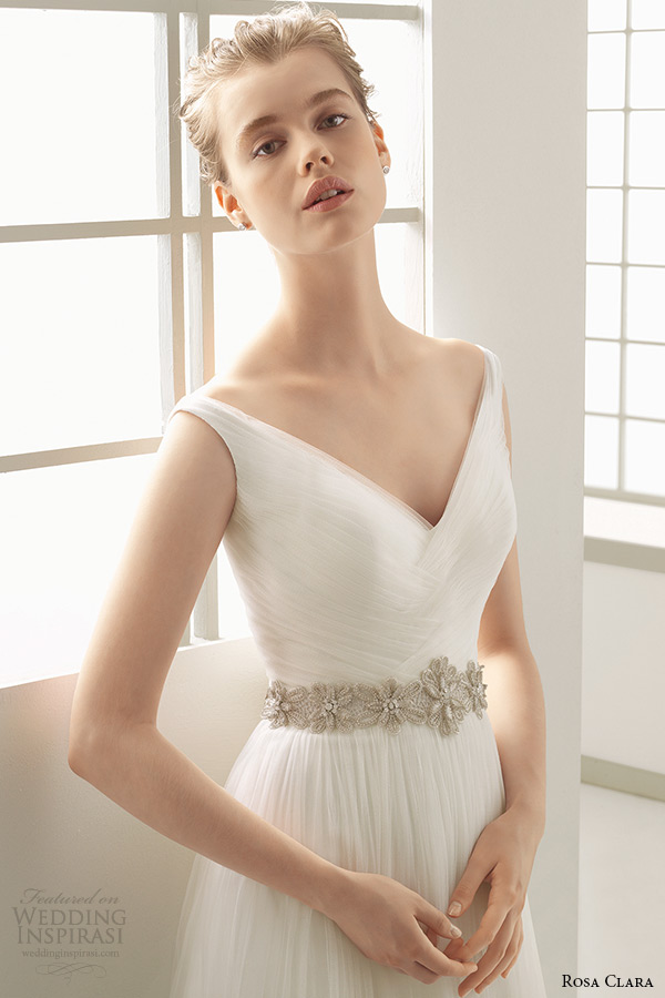 rosa clara 2016 bridal collection v neckline a line weding dress danes front zoom