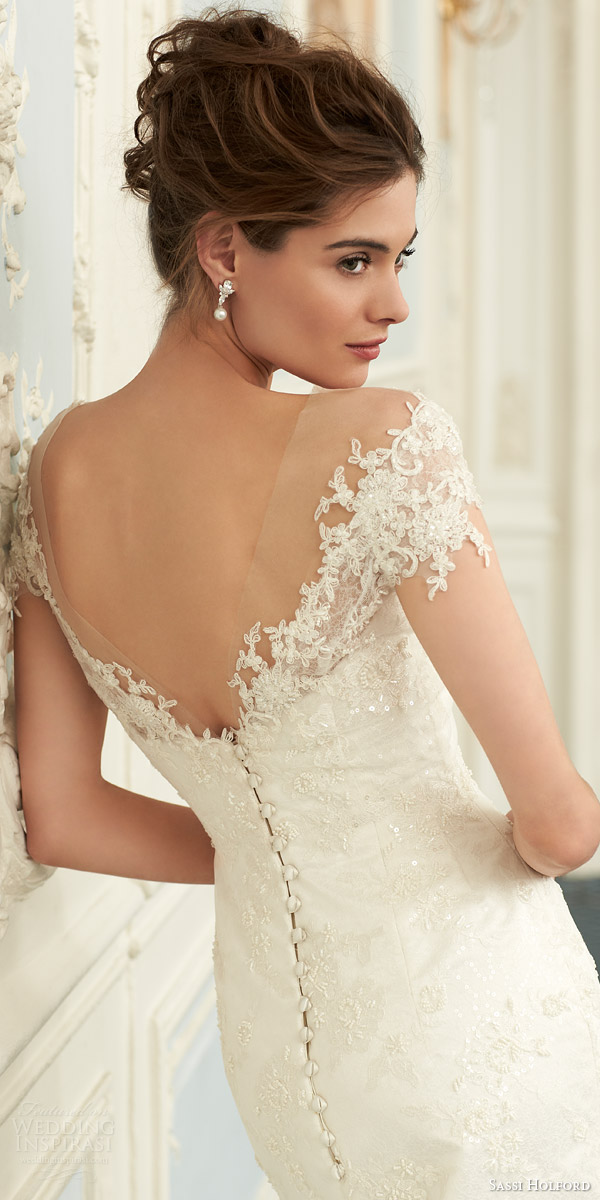 sassi holford bridal 2015 stella couture wedding dress illusion lace back view close up