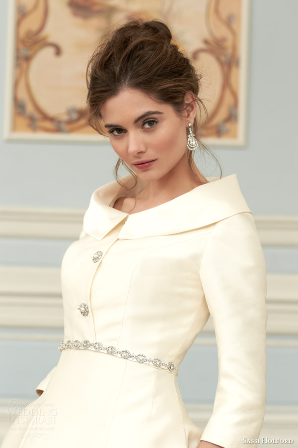 sassi holford wedding dress 2015 savoy couture bridal collection violet wedidng dress funnel neck jacket