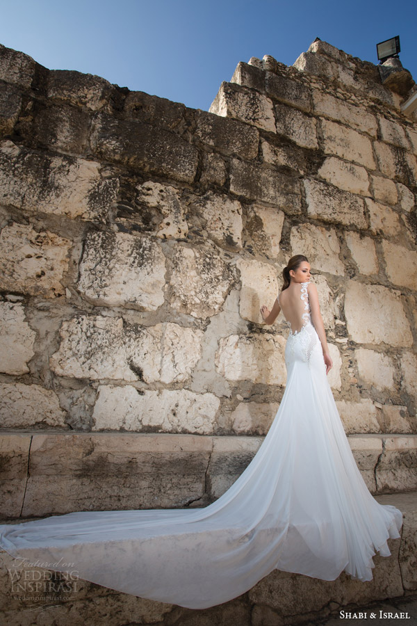 shabi and israel bridal 2015 sleeveless wedding dress illusion back