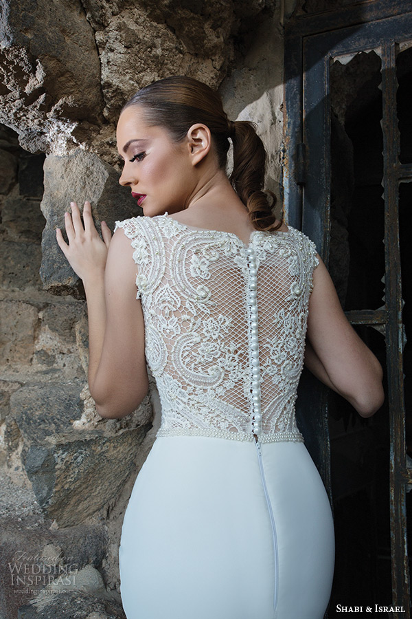 shabi and israel wedding dresses 2015 sleeveless lace button back white wedding dress bridal gown