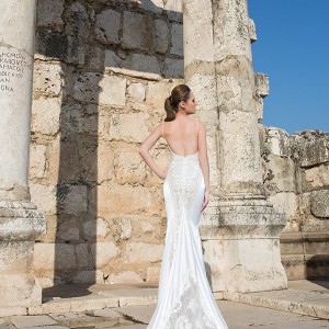 shabi and israel wedding dresses 2015 spagetti strap sweetheart neckline low cut back sheath mermaid dress white bridal gown back