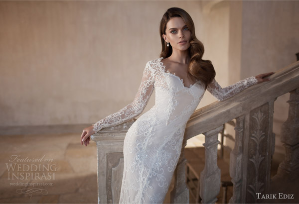 tarik ediz bridal 2015 pirlanta long sleeve wedding dress lace