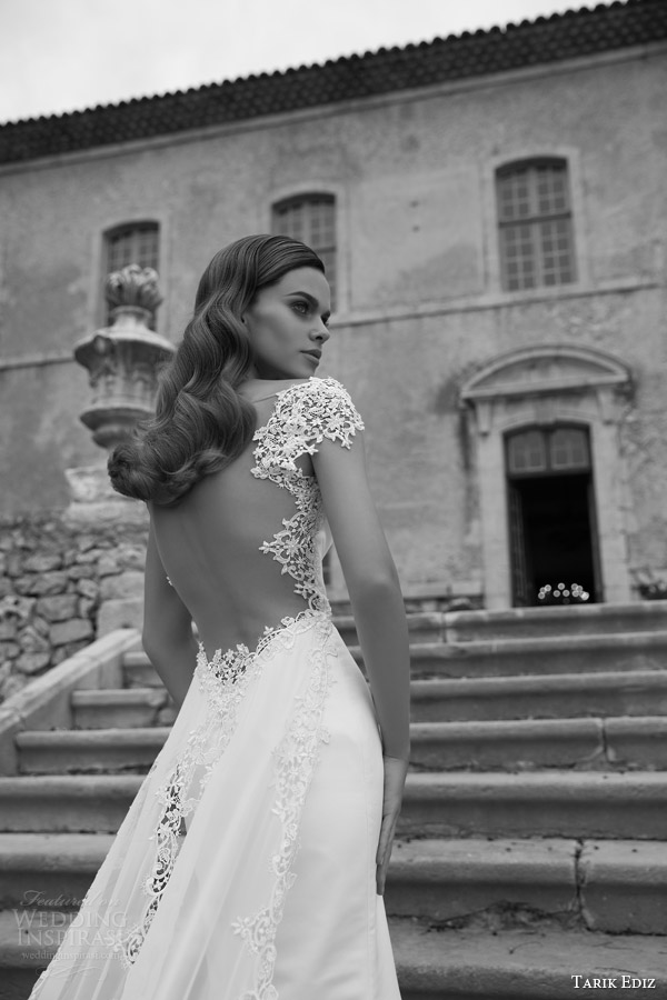 tarik ediz bridal 2015 turmalin cap sleeve wedding dress back view close up bodice