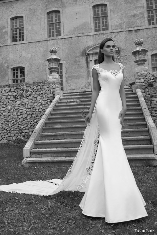 tarik ediz bridal 2015 turmalin cap sleeve wedding dress zoom full