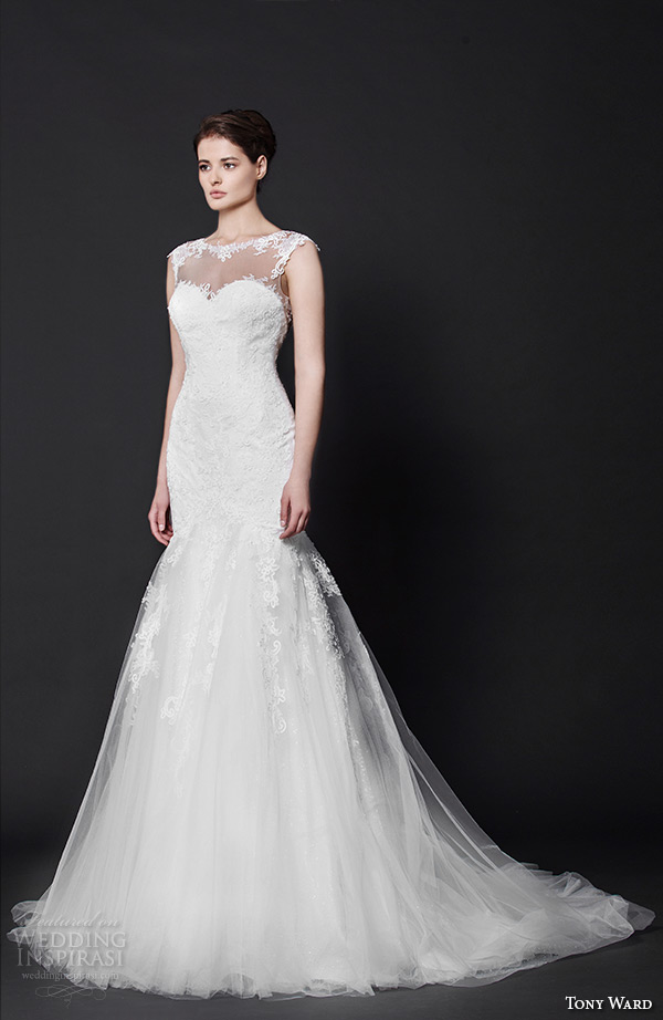 tony ward 2016 bridal bateau neckline sheer fit to flare mermaid wedding dress lynn