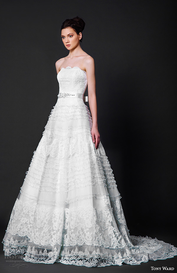 tony ward 2016 bridal scallop straight across neckline a line wedding dress cindy