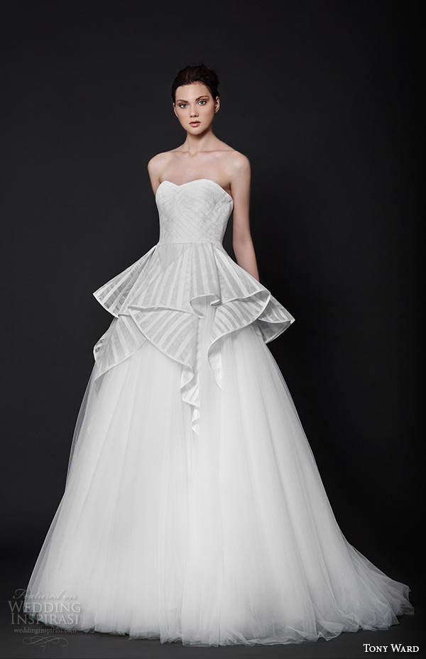 tony ward 2016 bridal semi sweetheart neckline peplum a line wedding dress vanity