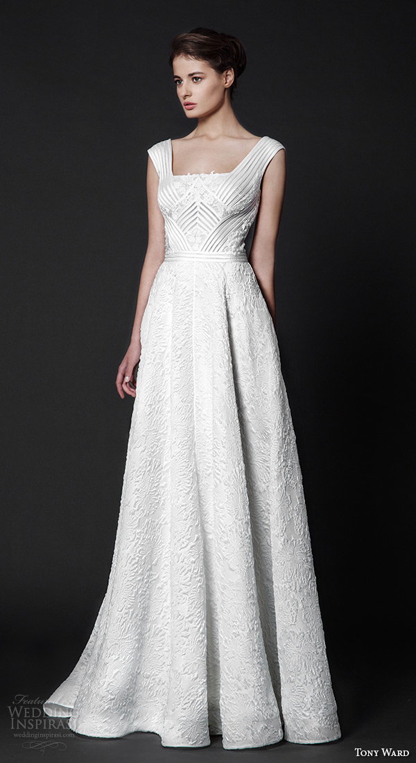 tony ward 2016 bridal square neckline modified a line wedding dress rosemary