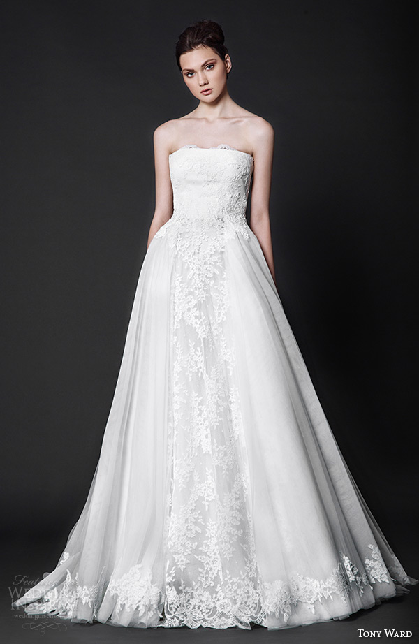 tony ward 2016 bridal straight across strapless a line wedding dress fairy